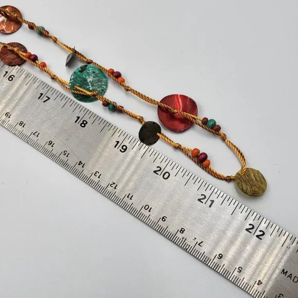 Multi-Coloured String and Shell Necklace - Picture 9 of 9